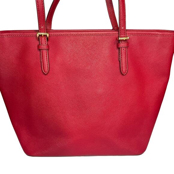 Michael Kors Red Jet Set Large Zip Tote -  Saffiano Leather w/ Dustbag - Picture 2 of 13